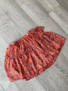 Red Paisley Tiered Mini Skirt - Lightweight Flowy Style